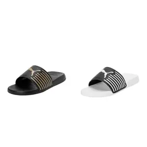 Puma unisex-adult Geo Black-Metallic Gold Slide Sandal - 10 UK (39453806) unisex-adult Geo White-Black Slide Sandal - 10 UK (39453804)
