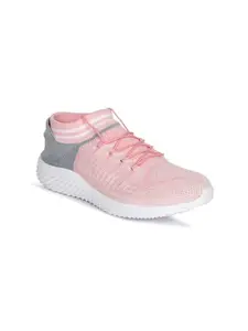 AADI Women's Pink Grey Knitted Comfortable Lightweight Outdoor Lace Up Classy Running Walking & Gym Casual Sport Shoes