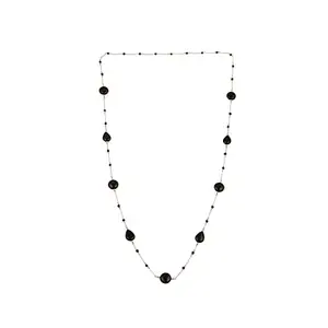 Pearlz Gallery 925 Sterling Silver White natural Black Agate Beads Necklaces for Girls and Women