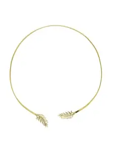 NVR Women Gold-plated Circular Choker Necklace (NVR2384-Gold)