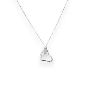 TARAASH 925 Sterling Silver Cz Heart Shaped Pendant Chain for Women