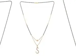 Gold Plated Traditional Black Bead Single Line American Diamond Pendant Jewellary set for Women(Combo) Pack of 3MCN-16-1-10-/