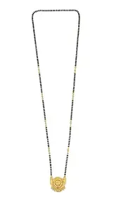 COLOUR OUR DREAMS Traditional Necklace Pendant Gold Palted Glorious Hand Meena Long Mangalsutra/Black Beads Mangalsutr For Women Gold long chain(golden mangalsutra 24 inch-no-10)