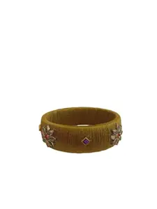 D3 Jewels Trendy kundan Stone silk Thread bangles for women (Gold, 1 bangle, 2.6)