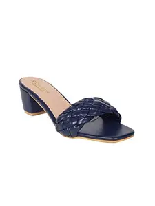 MONROW Opale Leather Block Heels for Women, Navy Blue, 5-UK | Style Francy Trending and Comfort Block heel sandal | Fancy & Stylish Heel sandals, Casual, Comfortable Fashion Heel Sandal