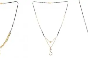 Gold Plated Traditional Black Bead Single Line American Diamond Pendant Jewellary set for Women(Combo) Pack of 3 MSCN-12-1-40- New