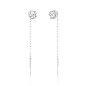 Perrian earring features 18K White gold and natural diamonds | Sui Dhaga Earring | VS-GH Clarity