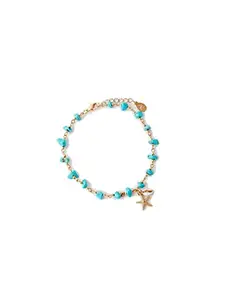 Accessorize London Women's Shell Charm Raw Cut Stones Anklet