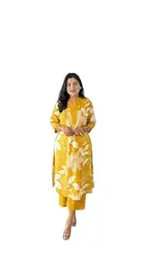 RAJEE TRENDS Women's Cotton Floral Printed Straight Kurti with Pant Set