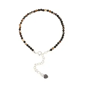 RRJEWELZ Black Sardonyx Bracelet for Men & Women – 3mm Round Faceted Multicolor Beads – 7 inch adjustable with Silver Plated Clasp – Healing, Fashion, Gift, Spiritual, Yoga|LCBR_RR_01124