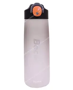 Toyshine Become Tritan Water Bottle With Ounce Marker, Spill Proof Straw Valve, BPA Free for Kids School Office Home Soft Handle Grip Children Adult Teens Drinkware 700 ML Gift Present- BLACK