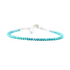 RRJEWELZ Arizona Sleeping Beauty Turquoise Bracelet for Men & Women – 2-2.5mm Round Faceted Blue Beads – Adjustable with Silver Plated Clasp – Healing, Fashion, Gift, Spiritual, Yoga|LCBR_RR_00861