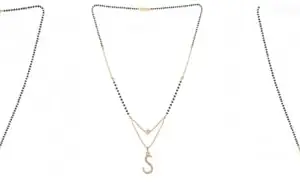 Gold Plated Traditional Black Bead Single Line American Diamond Pendant Jewellary set for Women(Combo) Pack of 3 MSCN-3-1-11- od