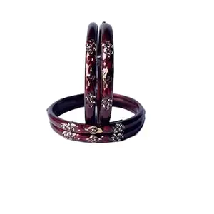 Karaavi Bright Glass Maroon Bangle/Kada Set Colourful, Stylish And Attractive Perfect For Adding Colour To Any Outfit Durable And Ideal For Everyday Wear, Pack Of 4 -A62