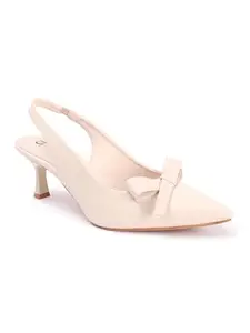 Carlton London Women Cream Stylish Backstap Sandal for Casual Wear, Party and Formal Wear with Stiletto Heels (37)