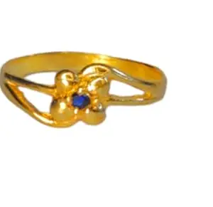 SH Fashions Panchaloha (Impon) Flower Design Single Stone Copper Sapphire Ring
