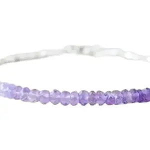 RRJEWELZ Natural Amethyst 3mm Rondelle Shape Faceted Cut Gemstone Beads 7 Inch Silver Plated Clasp Bracelet With Karren Hill Tribe Beads For Men, Women. Natural Gemstone Link Bracelet. | Lcbr_00327