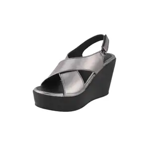 Metro Women Gun Metal Wedge Heel Fashion Sandal UK/4 EU/37 (34-300)