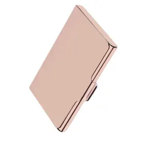 Generic Indias Fashion Rose Gold Titanium Stainless Steel Pocket ATM Visiting Credit Card Business Card Case Holder for Men and Women Rose Gold