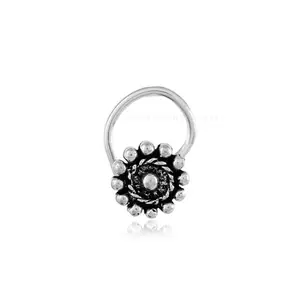 NEMICHAND JEWELS 925 sterling Silver Trendy Antique oxidised nose pin for womens