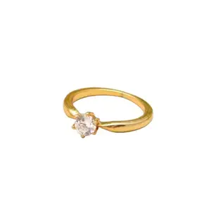 Cute And Stylish One Gram Gold Plated Single Solitaire Ring For Girls And Women (Medium)