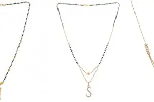 Gold Plated Traditional Black Bead Single Line American Diamond Pendant Jewellary set for Women(Combo) Pack of 3MCN-14-1-29-/