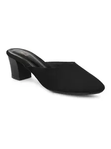 Inc.5 Women Black Block Mules Heels