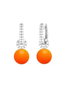 MINUTIAE Orange Pearl Silver Plated Drop Earring for Women & Girl's MNT0565_ORANGE_S