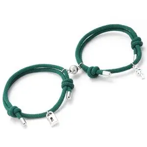 VIEN 2Pcs Magnetic Attraction Creative Couples Distance Matching Bracelets/Mutual Attraction Friendship Braided Rope Bracelet