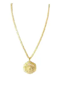 Gold Plated Chain with Floral Pendant, Traditional Design