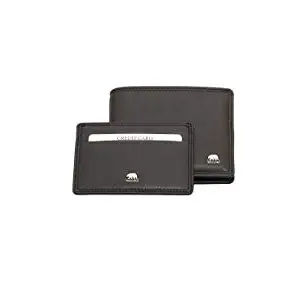 BROWN BEAR Gift Set (1 Premium Leather Wallet and 1 Card Holder Black)