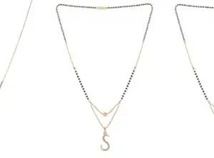 Gold Plated Traditional Black Bead Single Line American Diamond Pendant Jewellary set for Women(Combo) Pack of 3MCN-44-1-45-/