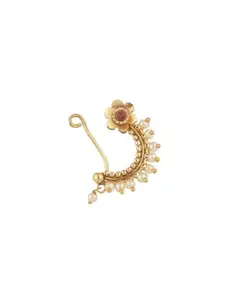 ANURADHA PLUS® Gold Tone Studded Sparkling Stone Designer Fancy Nose Pin,Nathiya,Marathi Nath For Women