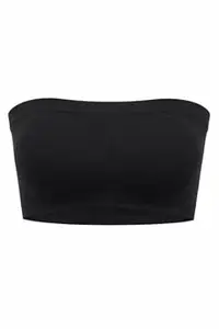 ZYROO Women’s Seamless Tube Bra | Strapless Non-Padded Bandeau Bra | Stretchable Free Size (28–34) | Comfortable Everyday Innerwear Black