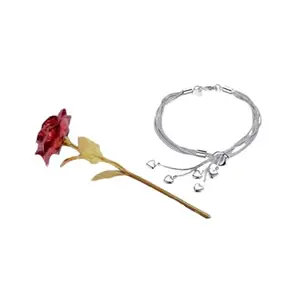 University Trendz Valentine's Day Special: Combo Set of Bracelet & Artificial Rose for Women & Girl's