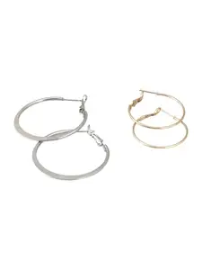 Adwitiya Collection Gold and Silver Circular Hoop Earrings Combo|Trendy Stylish Earrings for Womens & Girls