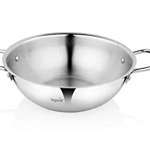 SEGOVIA Stainless Steel Heavy Gauge Induction-Friendly Kadai with Riveted Handle Durable and Versatile Cooking Solution for Your Kitchen (24cm Diameter, 2.5L Capacity) price in India.