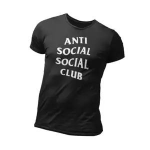 FOKAT Anti Social Social Club Graphic Design Printed Summer Half Sleeves Cotton Black Tshirt for Men - Small