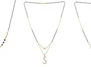 Gold Plated Traditional Black Bead Single Line American Diamond Pendant Jewellary set for Women(Combo) Pack of 3MCN-30-1-46-/