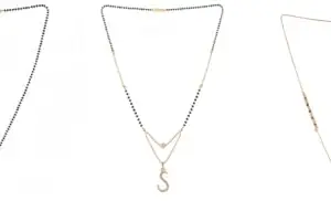 Gold Plated Traditional Black Bead Single Line American Diamond Pendant Jewellary set for Women(Combo) Pack of 3 MSCN-17-1-26-