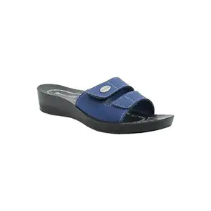 AEROWALK Stylish Fashion Slipper for Women | Comfortable| Lightweight | Anti Skid | Casual Office Footwear (0402_BLUE_40)