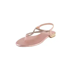Mochi Women Rose Gold Flat Fashion Sandal UK/8 EU/41 (35-786)