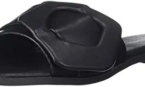 shoexpress Women Black Solid PU Open Toe Flats Sandal-7.5 Kids UK (HM-1126-1)