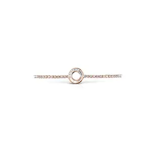 Nipura Rosegold Two halves Halo bolo-bracelet For Women and Girls, Rose Gold Plated Bracelet with Zircon Gemstone - Ideal gift for ladies - White