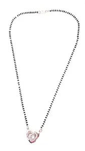 Shona Fashion Jewellery Anti Tarnish Heart Pendant Mangalsutra with Black Crystal Beads, Rose Gold Plated, with Heart shaped AD Crystal for women and girls