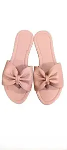 Women's Bow Slide Sandals, Flat Slip-On Slippers