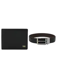 Da Milano Premium Gift Set for Men|Leather Wallet & Belt Combo - Black & Brown