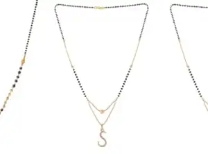 Gold Plated Traditional Black Bead Single Line American Diamond Pendant Jewellary set for Women(Combo) Pack of 3MCN-25-1-46-/
