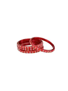 Somil Stylish Glass Bangles/Kada- Perfect For Wedding, Functions, Party And Regular,Pack Of 4, Red- A64