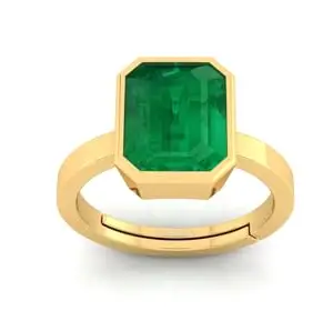 BARMUNDA gems 8.25 Ratti Natural Certified Emerald Panna Panchdhatu Rashi Ratan Gold Plating Ring for Astrological Purpose Men & Women by Lab Certified
